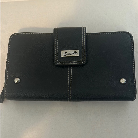 Burton Black Leather Wallet with Contrast Stitching - Picture 1 of 9